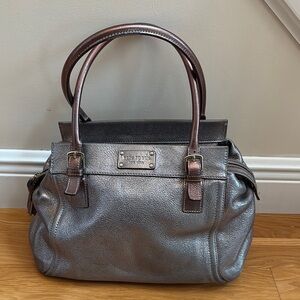 Metallic Gray Kate Spade Leather Handbag